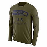 Men's Seattle Seahawks Nike Salute to Service Sideline Legend Performance Long Sleeve T-Shirt Olive,baseball caps,new era cap wholesale,wholesale hats